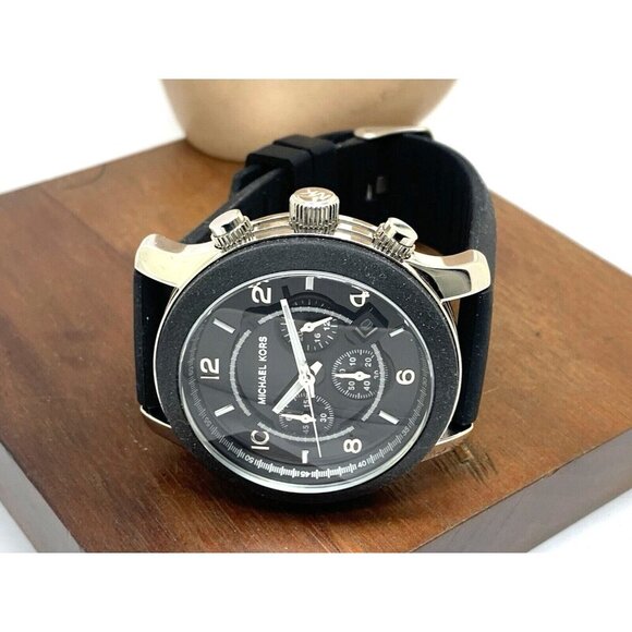 Michael Kors Men's Watch MK8107 Quartz Chronograph Black Dial Rubber Band 45mm - Picture 8 of 14